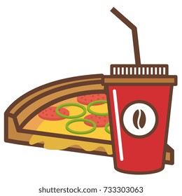 coffee plastic cup with pizza
