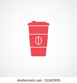 Coffee Plastic Cup Red Flat Icon On White Background