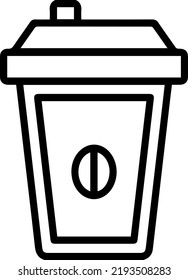 coffee plastic cup for take away vector illustration isolated on white background - linear, outline and minimalist style.