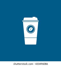 Coffee PlasticCup Icon On Blue Background
