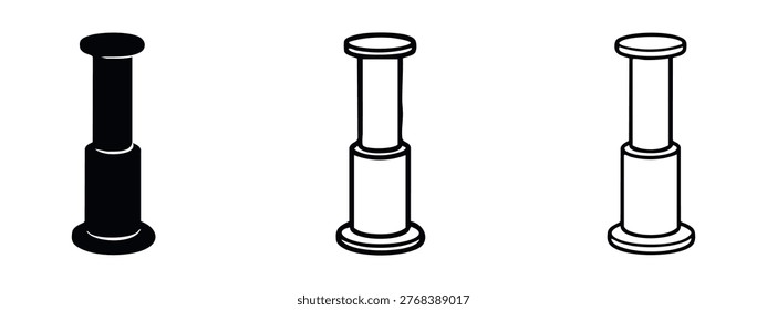 Coffee plunger or stirrer icon set for brewing process