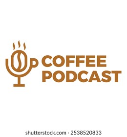 coffee podcast flat minimalist logo design