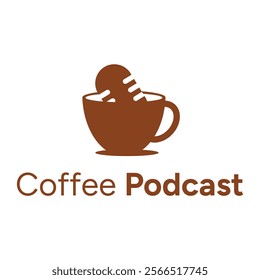 coffee podcast flat minimalist logo design