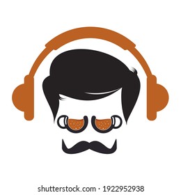 Coffee Podcast Icon Logo Design. Coffee Dj logo concept.