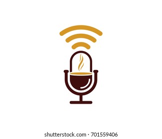 Coffee Podcast Icon Logo Design Element