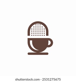 coffee podcast logo with cup and microphone