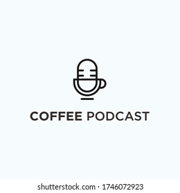 coffee podcast logo design vector illustration on white background