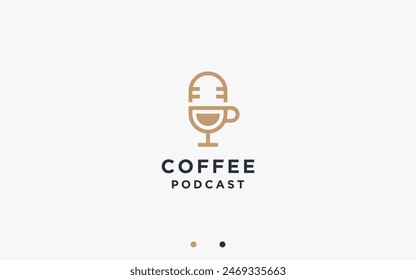 coffee podcast logo design vector silhouette illustration