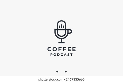 Ilustración de silueta de Vector de diseño de logotipo de podcast