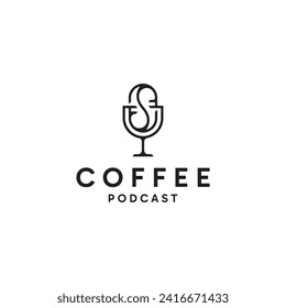 Coffee podcast logo icon design template flat illustration