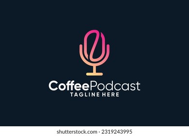Coffee podcast logo icon illustration