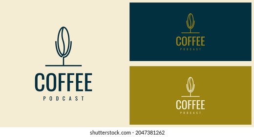 Coffee podcast logo illustration template design