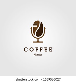 Coffee Podcast Radio Logo Icon Vector Illustration Design