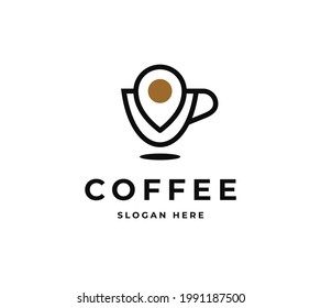 Coffee Point Cup Vector Logo Design. Creative Technology Direction   Service Design