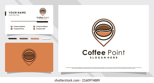 Inspiración en el diseño del logotipo del icono de punto de café con la plantilla de tarjeta de visita Premium Vector