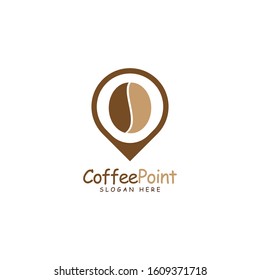 Coffee Point Logo Design with coffee bean and navigation mark