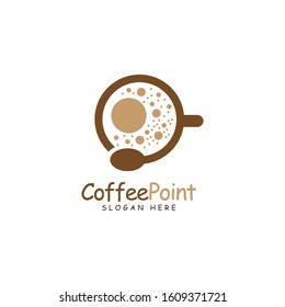 Coffee Point Logo Design with coffee bean and navigation mark
