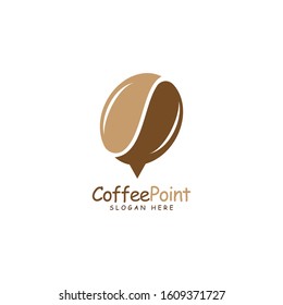 Coffee Point Logo Design with coffee bean and navigation mark