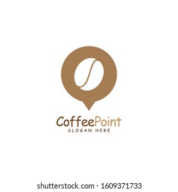 Coffee Point Logo Design with coffee bean and navigation mark
