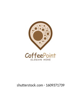 Coffee Point Logo Design with coffee bean and navigation mark