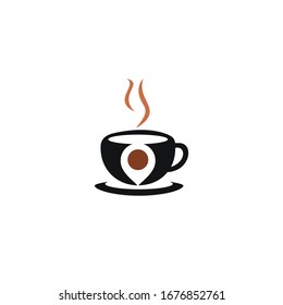 Coffee point logo design. Coffee Location logo template design.
