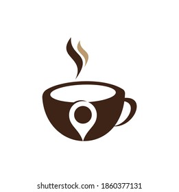 Coffee point logo design. Coffee Location logo template design.