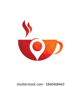 Coffee point logo design. Coffee Location logo template design.