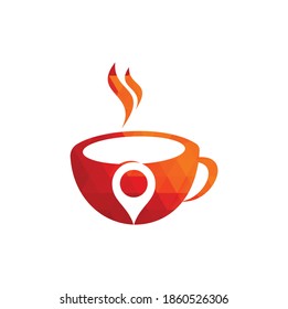 Coffee point logo design. Coffee Location logo template design.