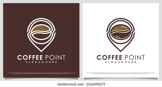 Plantilla de diseño de logotipo de punto de café para café o restaurante con icono de ubicación y elemento creativo