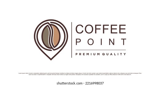 Coffee point logo design template for cafe or restaurant with location icon and creative element