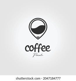Coffee Point Logo Icon Vintage Vector Illustration Design