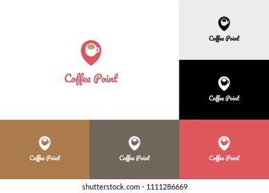 Coffee Point Logo with Pin Illustration 3