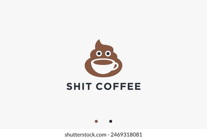 coffee poop logo design vector silhouette illustration