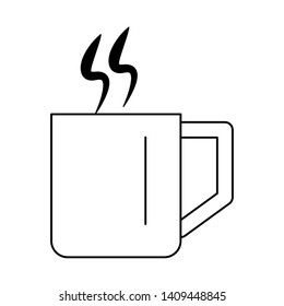 coffee porcelain cup cartoon vector illustration graphic design in black and white