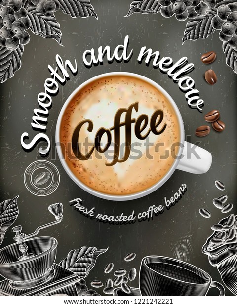 Coffee Poster Ads 3d Illustratin Latte Stock Vector (Royalty Free ...