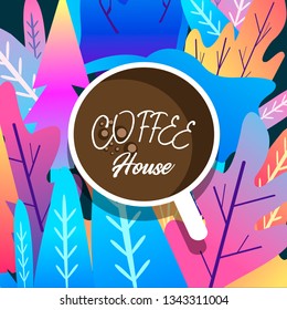 Coffee Poster Advertisement Flayers with text coffee house. Vector Illustration 