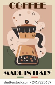 Coffee poster design in retro mid century style.