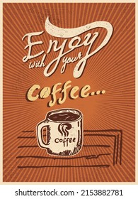 Coffee poster design in retro vintage style