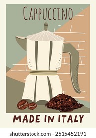 Coffee poster design set in retro style vector hand drawn illustration. Vintage Art.