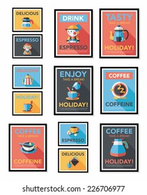 Coffee poster flat banner design flat background set, eps10