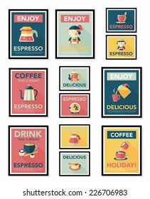 Coffee poster flat banner design flat background set, eps10