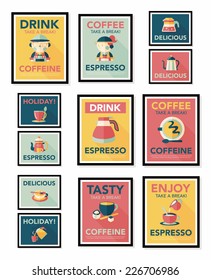 Coffee poster flat banner design flat background set, eps10