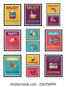 Coffee poster flat banner design flat background set, eps10