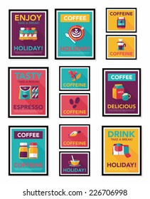Coffee poster flat banner design flat background set, eps10