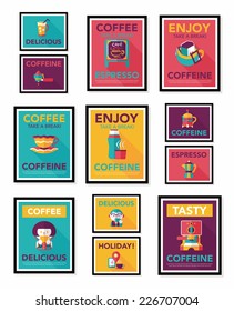 Coffee poster flat banner design flat background set, eps10