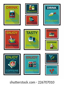 Coffee poster flat banner design flat background set, eps10