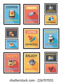 Coffee poster flat banner design flat background set, eps10
