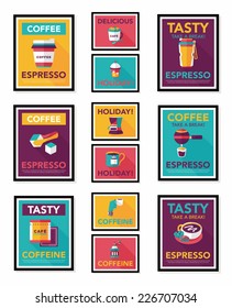 Coffee poster flat banner design flat background set, eps10