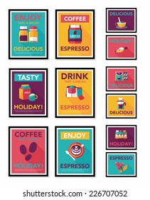 Coffee poster flat banner design flat background set, eps10