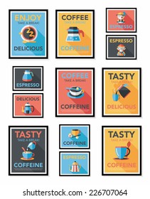 Coffee poster flat banner design flat background set, eps10